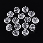 Baking Paint Transparent Glass Beads, Rondelle, Faceted, Clear, 9.5~10x7.5~8mm, Hole: 1.6mm(X1-GLAA-N011-10mm-02)