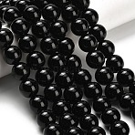 Natural Black Onyx(Dyed & Heated) Beads Strands, Round, 10mm, Hole: 1.5mm, about 38pcs/strand, 14.65''(37.2cm)(G-H329-C06-10mm)