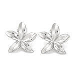 304 Stainless Steel Flower Stud Earrings, Stainless Steel Color, 28x28mm(EJEW-D281-11S)