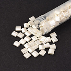 MIYUKI TILA Beads, Japanese Seed Beads, 2-Hole, (TL592) Antique Ivory Pearl Ceylon, 5x5x1.9mm, Hole: 0.8mm, about 590pcs/50g(SEED-X0054-TL592)
