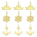 9Pcs 3 Styles Helm & Ship Charms Brass Pendants, Long-Lasting Plated, Rack Plating, Real 18K Gold Plated, 14~16x9~12.5x2.5~5mm, Hole: 3mm, 3pcs/style(KK-CJ0005-75)