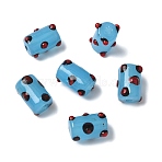Handmade Lampwork Bumpy Beads, Column, Sky Blue, 15x10.5~11mm, Hole: 1.8mm(LAMP-U004-03)