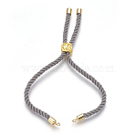 Cotton Cord Bracelet Making, with Brass Findings, Flat Round with Tree of Life, Golden, Dark Gray, 8-5/8 inch(22cm), Hole: 2mm(KK-F758-03J-G)