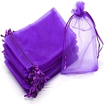 Organza DIY Craft Drawstring Bag, for Valentine Birthday Wedding Party Candy Wrapping, Purple, 9x7cm(PW-WG52D1B-17)
