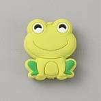 Food Grade Eco-Friendly Silicone Beads, Animal, Frog Pattern, 28x24x10mm, Hole: 3mm(SIL-WH0008-33B)