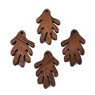 Autumn Theme Natural Walnut Wood Pendants, Oak Leaf, Saddle Brown, 30x18x2mm, Hole: 1.8mm(WOOD-N011-002)