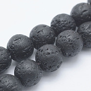 Synthetic Lava Rock Beads Strands, Dyed, Round, Black, 8mm, Hole: 1.2mm, about 48pcs/strand, 15.7 inch(39.5cm)(G-F549-8mm-B10)
