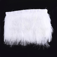 Turkey Feather Fringe Trimming, Costume Accessories, Dyed, White, 120~180mm, about 2m/bag(FIND-T037-03N)