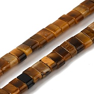 Natural Tiger Eye Beads Strands, 2-Hole, Rectangle, 2.5~3x5x2.5mm, Hole: 0.8mm, about 138~140pcs/strand, 15.28''~15.31''(38.8~38.9cm)(G-Z045-A01-01)