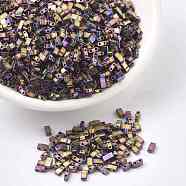 MIYUKI Half TILA Beads, Japanese Seed Beads, 2 Hole, (HTL188) Metallic Purple Gold Iris, 5x2.3x1.9mm, Hole: 0.8mm, about 250pcs/10g(X-SEED-J020-HTL188)
