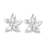 304 Stainless Steel Flower Stud Earrings, Silver, 28x28mm(EJEW-D281-11S)