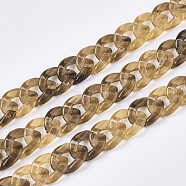 Acrylic Handmade Curb Chains, Imitation Gemstone Style, BurlyWood, 14x10x3mm, about about 39.37 inch(1m)/strand(SACR-N006-02D)