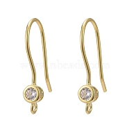 925 Sterling Silver, with Micro Pave Cubic Zirconia Earring Hooks, Golden, 18.5x3.5mm, Hole: 1mm, Pin: 0.8mm(STER-L054-14G)