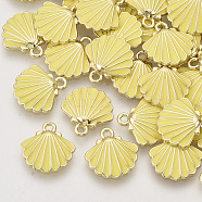 Alloy Enamel Charms, Light Gold, Scallop Shell Shape, Yellow, 13x13x2mm, Hole: 1.5mm(ENAM-N051-08B)