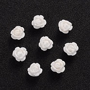 Opaque Resin Beads, Rose Flower, White, 9x7mm, Hole: 1mm(CRES-B1029-A01)