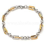 Two Tone 304 Stainless Steel Arch & Round Link Chain Bracelet, Golden & Stainless Steel Color, 9-1/8 inch(23cm), Wide: 7mm(BJEW-B078-18GP)