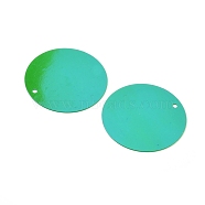Ornament Accessories, Iridescent PVC Plastic Paillette/Sequins Pendants, Flat Round, Light Sea Green, 29~30x0.2mm, Hole: 1.5mm(PVC-WH0004-03B)