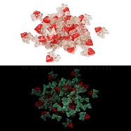 Luminous Resin Decoden Cabochons, Glow in the Dark, Two Tone, Bowknot with Heart, Red, 9.5x8.5x2.5mm(RESI-N039-83B)