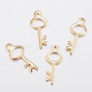 304 Stainless Steel Charms, Key, Golden, 15x6x0.8mm, Hole: 1.5mm(STAS-G179-87G)