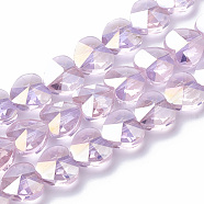 Electroplate Glass Beads, AB Color Plated, Faceted, Heart, Pearl Pink, 14x14x8.5mm, Hole: 1mm(EGLA-Q091-14mm-A16)