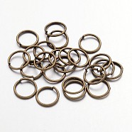 Iron Open Jump Rings, Nickel Free, Antique Bronze Color, 0.7mm thick, 8mm in diameter, about 6.6mm inner diameter, about 520pcs/50g(X-JRAB8mm-NF)