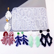 DIY Bohemian Style Irregualr Pendants Silicone Molds, Resin Casting Molds, for UV Resin, Epoxy Resin Jewelry Making, Arch/Leaf/Sea Grass, White, 112x155x4.5mm, Hole: 1mm, Inner Diameter: 9.5~54x9.5~28.5mm(X-DIY-A039-02)