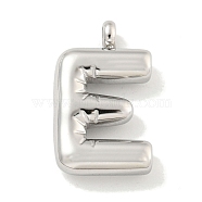 Non-Tarnish 304 Stainless Steel Pendants, Letter Charm, Stainless Steel Color, Letter E, 25.5x12x5.5mm, Hole: 3mm(STAS-C102-16P-E)