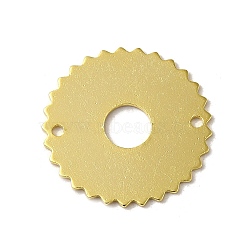 Brass Connector Charms, Gear Links, Real 24K Gold Plated, 20x0.6mm, Hole: 1.2mm(KK-P259-26G)