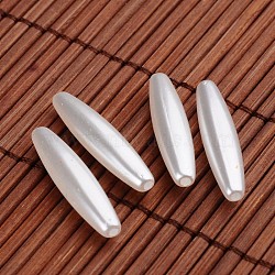 Oval Acrylic Imitation Pearl Beads, White, 28x6mm, Hole: 1.5mm, about 950pcs/500g(OACR-O002-2530)