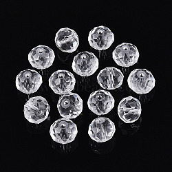 Baking Paint Transparent Glass Beads, Rondelle, Faceted, Clear, 9.5~10x7.5~8mm, Hole: 1.6mm(X1-GLAA-N011-10mm-02)