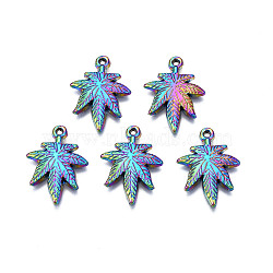 Rainbow Color Alloy Pendants, Cadmium Free & Lead Free, Leaf, 21x15.5x2mm, Hole: 1.2mm(PALLOY-N156-215)