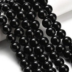Natural Black Onyx(Dyed & Heated) Beads Strands, Round, 10mm, Hole: 1.5mm, about 38pcs/strand, 14.65''(37.2cm)(G-H329-C06-10mm)