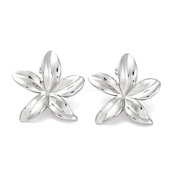 304 Stainless Steel Flower Stud Earrings, Stainless Steel Color, 28x28mm(EJEW-D281-11S)