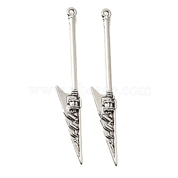 Tibetan Style Alloy Big Pendants, Cadmium Free & Lead Free, Halberd Charm, Antique Silver, 58x9x4mm, Hole: 1.5mm, about 282pcs/500g(FIND-G078-33C-AS)