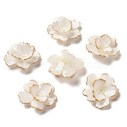 Golden Edge Flower Bead Cap, for DIY Jewelry Making, Beige, 29~30x18~19mm, Hole: 1~1.2mm(SACR-C002-29)