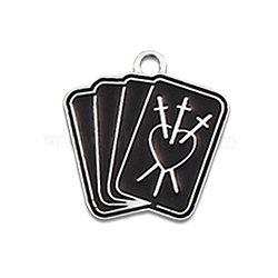 Alloy Enamel Pendants, Platinum, Rectangle with Sword and Heart Charm, Rectangle Pattern, 21.5x20mm(ENAM-CJC0017-02P-08)