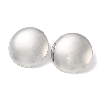 304 Stainless Steel Stud Earrings, Flat Round, Stainless Steel Color, 34mm