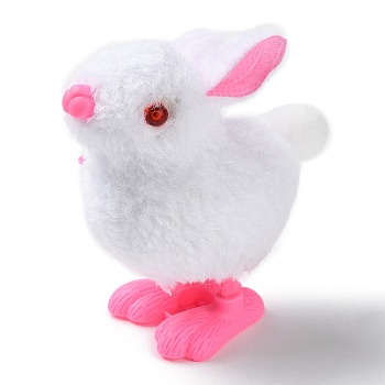 Wind Up Rabbit Dolls, Novelty Jumping Gag Toy, Plush Chick Toys for Easter Party Favors, White, 80x53x73~78mm