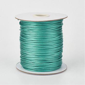 Eco-Friendly Korean Waxed Polyester Cord, Light Sea Green, 1mm, about 169.51~174.98 Yards(155~160m)/Roll