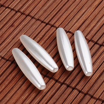 Oval Acrylic Imitation Pearl Beads, White, 28x6mm, Hole: 1.5mm, about 950pcs/500g