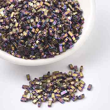 MIYUKI Half TILA Beads, Japanese Seed Beads, 2 Hole, (HTL188) Metallic Purple Gold Iris, 5x2.3x1.9mm, Hole: 0.8mm, about 250pcs/10g