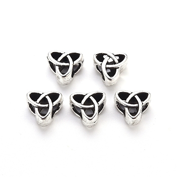 Tibetan Style Alloy European Beads, Large Hole Beads, Cadmium Free & Lead Free, Trinity Knot, Antique Silver, 11x12x7mm, Hole: 5mm, about 550pcs/1000g