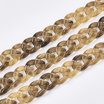 Acrylic Handmade Curb Chains, Imitation Gemstone Style, BurlyWood, 14x10x3mm, about about 39.37 inch(1m)/strand