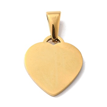 304 Stainless Steel Pendants, Stamping Blank Tag, Heart, Golden, 17.5x16x1.36mm, Hole: 10mm