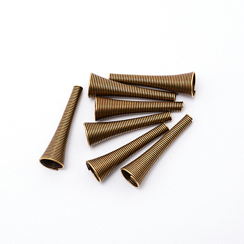 Iron Bead Caps, Cone, Antique Bronze, 30~32x9.5mm, Hole: 2.5mm, 12pcs/bag