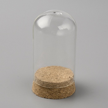Transparent Glass Dome Jar Cloche Display Cases, with Cork Pedestals, for Plants, Food, Candles Offic Home Decor, Clear, Finished Product: 4.7x9.2cm
