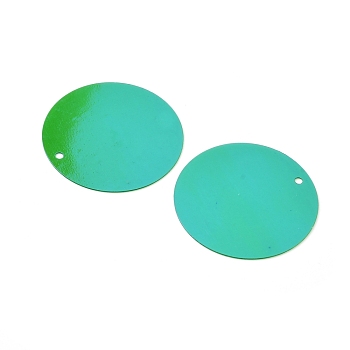 Ornament Accessories, Iridescent PVC Plastic Paillette/Sequins Pendants, Flat Round, Light Sea Green, 29~30x0.2mm, Hole: 1.5mm