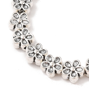 Tibetan Style Flower Alloy Bead Strands, Lead Free & Cadmium Free, Antique Silver, 7x3.5mm, Hole: 1mm, about 30pcs/strand, 8 inch