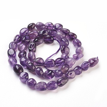 Natural Amethyst Beads Strands, Tumbled Stone, Nuggets, 6~12x6~8mm, Hole: 0.5mm, about 48pcs/strand, 15.7 inch(40cm)