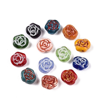 Handmade Lampwork Beads, Rose, Mixed Color, 13x8mm, Hole: 1mm, about 77pcs/100g